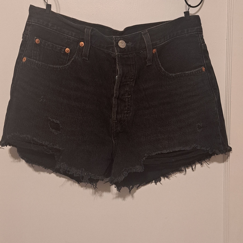 Levi's Black Jean Shorts Distressed Cut-Off Style